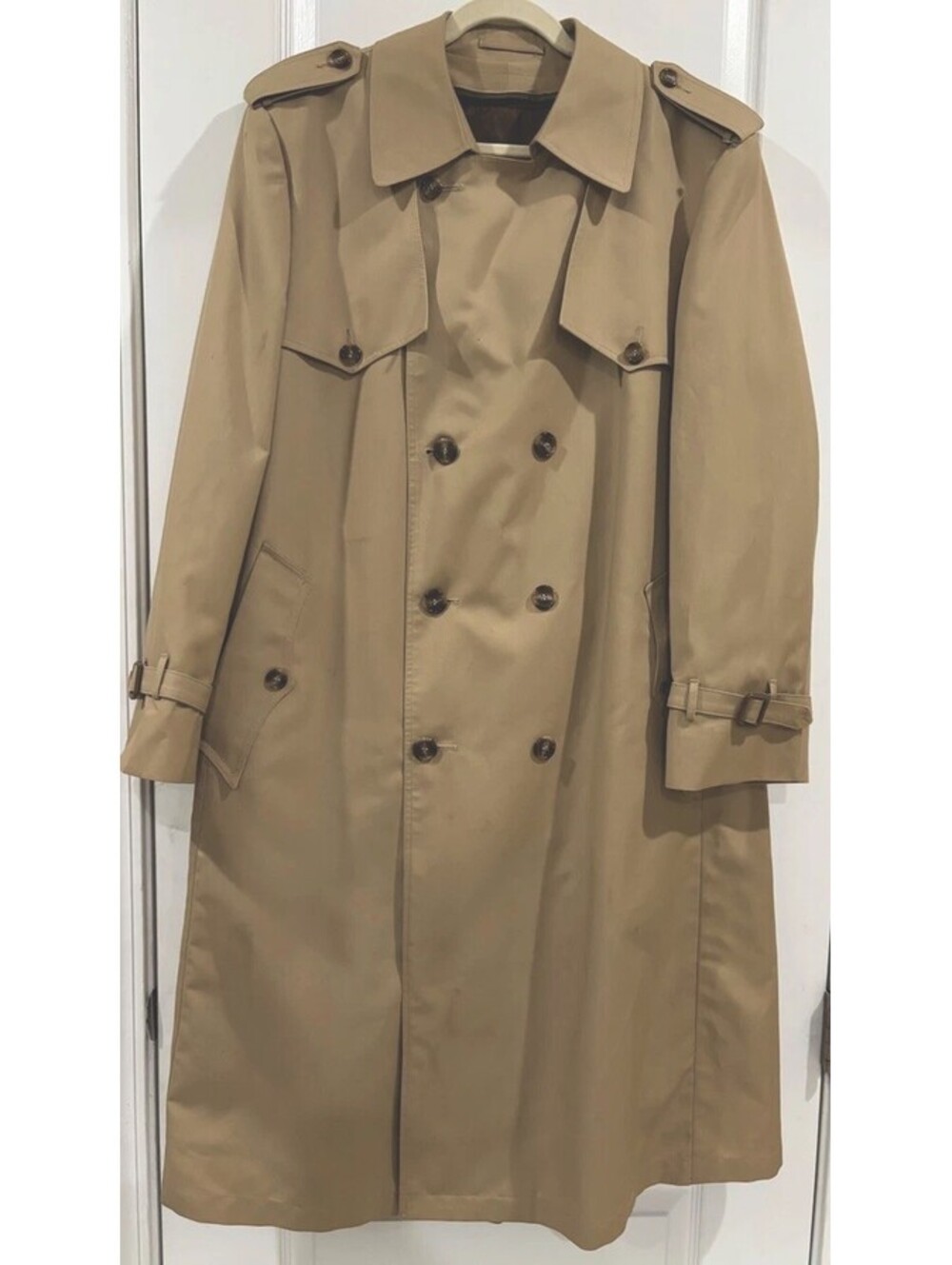Christian Dior Paris Trench Coat Monsieur Mens 44R Tan, Wool Liner,  L 43” Clean